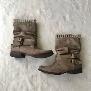 Mid-Calf tan booties 7.5